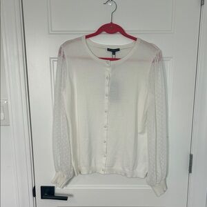 Adrianna Papell Cream Cardigan with Button Detail